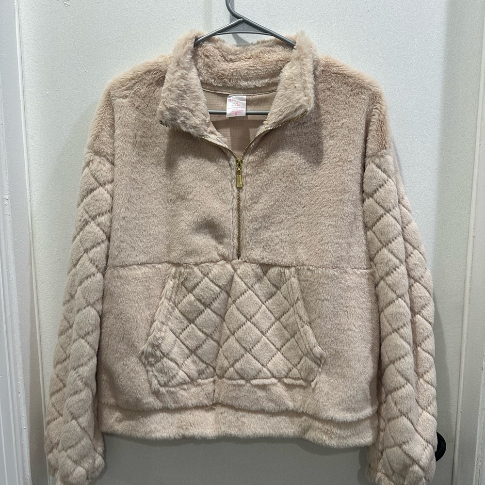 No Boundaries Beige Fleece Jacket